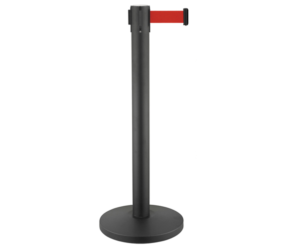 Black Painting Retractable Belt Crowd Control Stanchions for Train Station