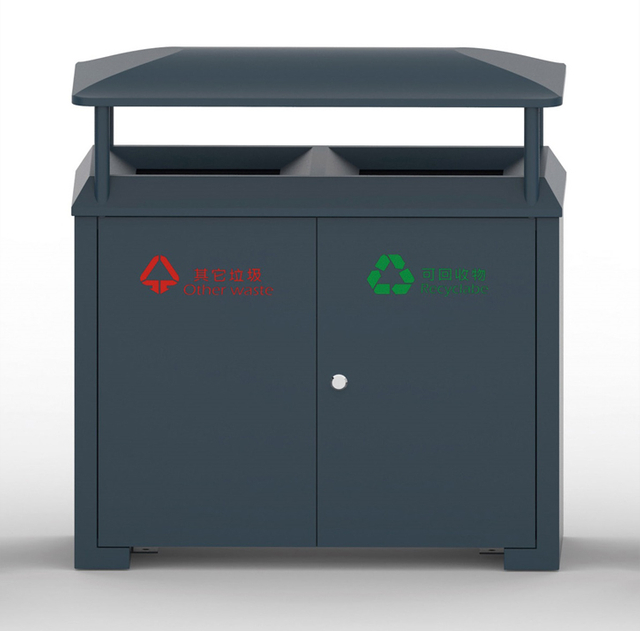 Outdoor Commercial Waste Can With Two Inner Bin HW-528