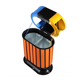 Outdoor waste can with plastic wood for park HW-08