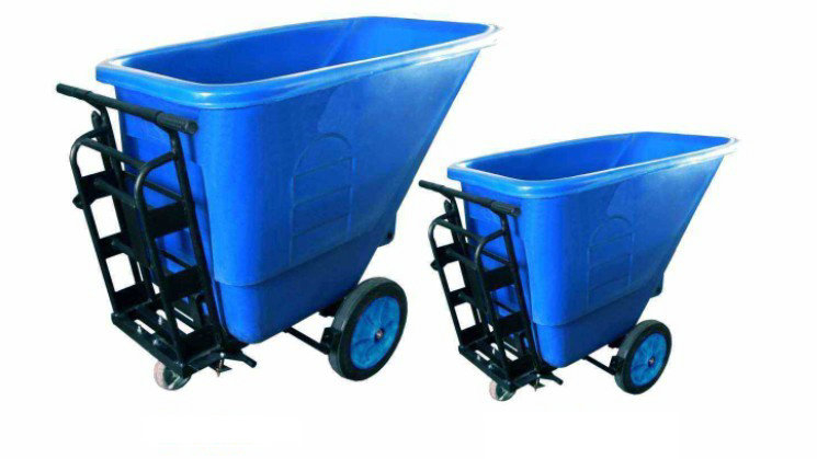 Plastic Tilt Container Rubbish Cleaning Trolley Cart (KL-110)