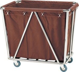 Rectangle Stainless Steel Hotel Guest Room Cleaning Hand Trolley / Linen Trolley Cart with Wheels Fw-13c