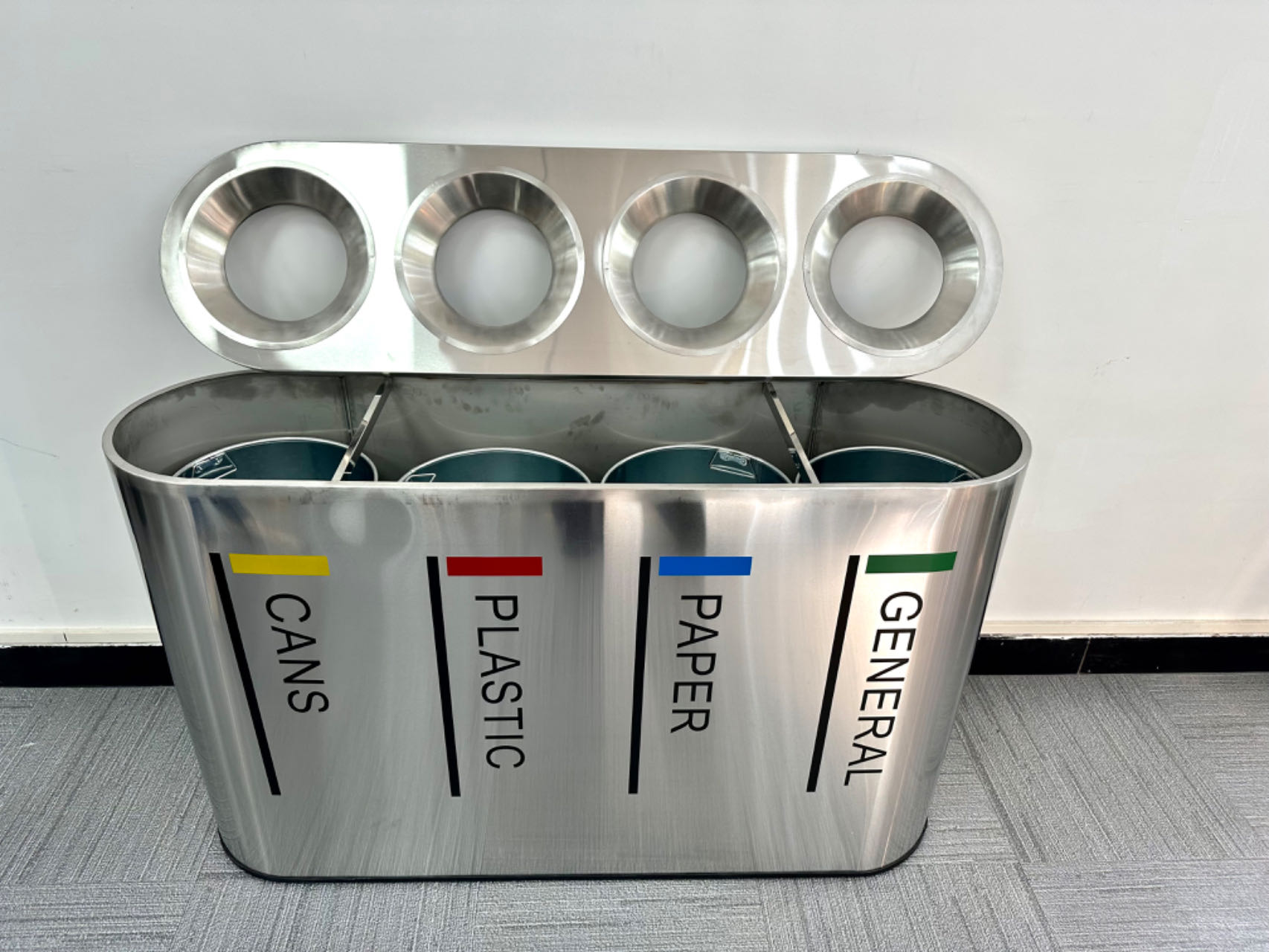 4 Compatment Stainless Steel Trash Bin for Airpot YH-509