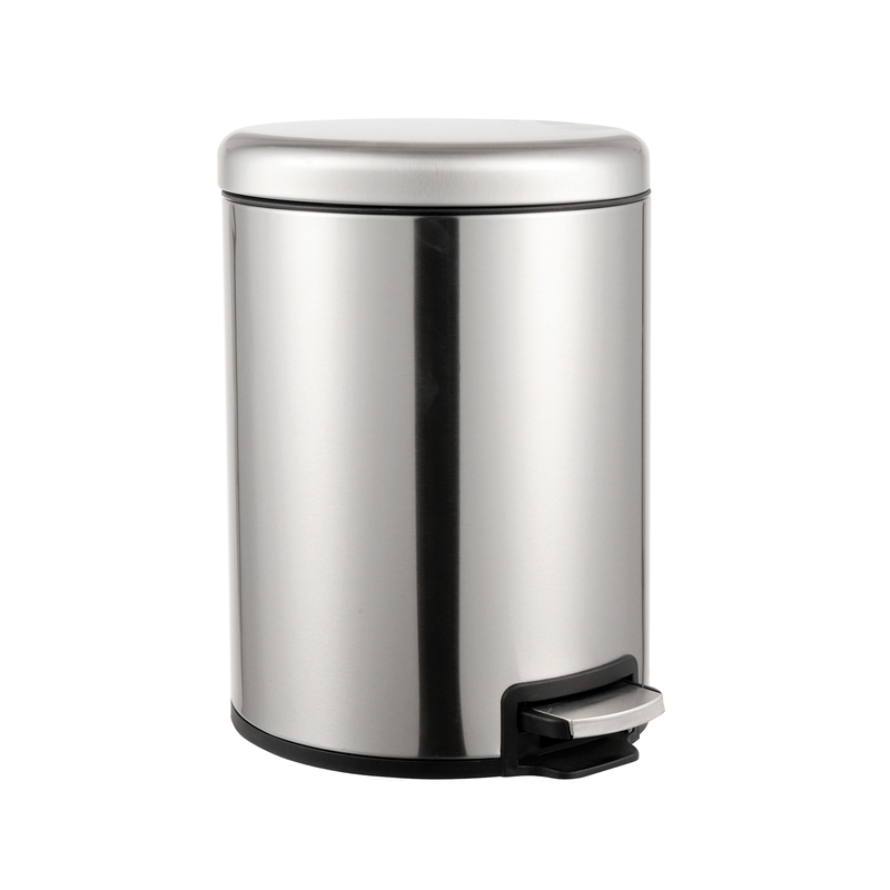 Stainless steel Circle Foot pedal trash can with soft close for Hotel