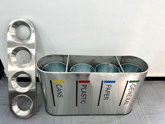4 Compatment Stainless Steel Trash Bin for Airpot YH-509