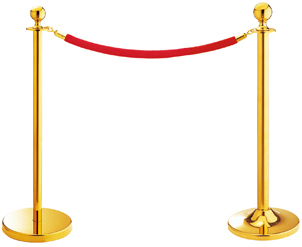 Gold Color Crowd Control Stanchions with Ropes for Hotel