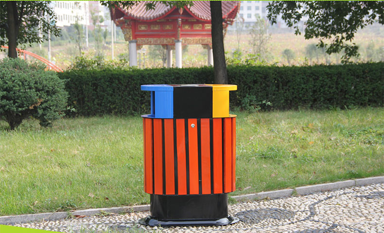 Outdoor waste can with plastic wood for park HW-08