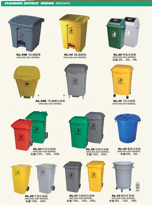 Plastic Waste Bin with Wheel (KL-24)