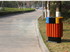 Outdoor waste can with plastic wood for park HW-08