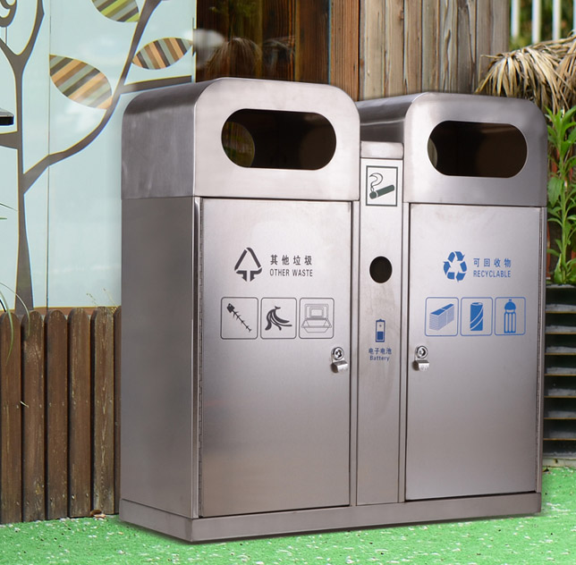 Public Garden Outdoor Stainless Steel Dustbins