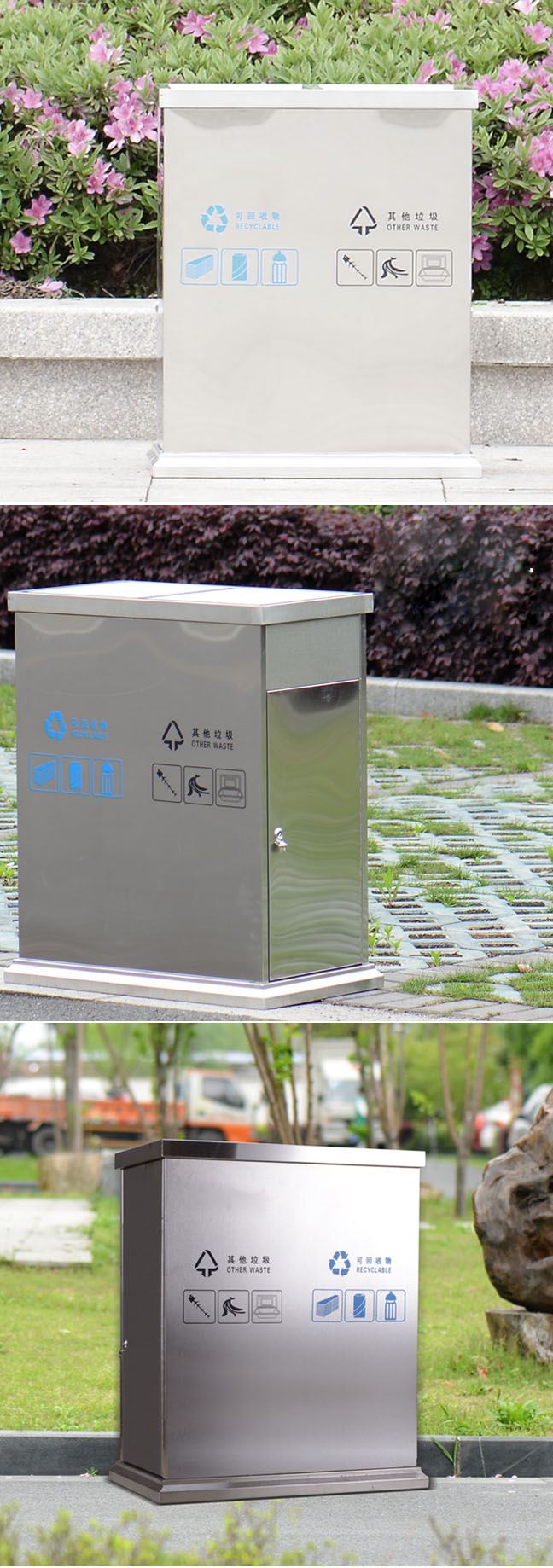 Public Garden Outdoor Stainless Steel out Door Dustbin