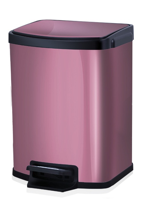 Satin Hydraulic Buffer Square Pedal Trash Can (KL-012)