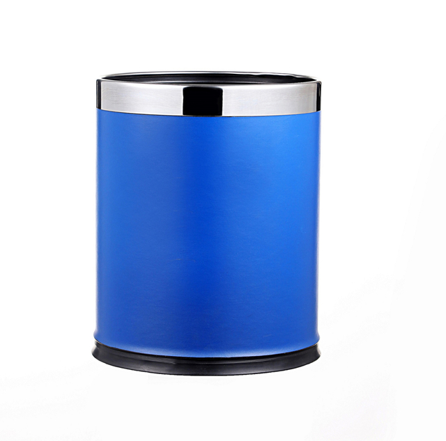 Rounded Dustbin with Leather Cover for Hotel 