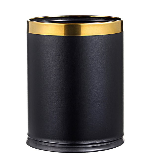 Rounded Dustbin with Leather Cover for Hotel 