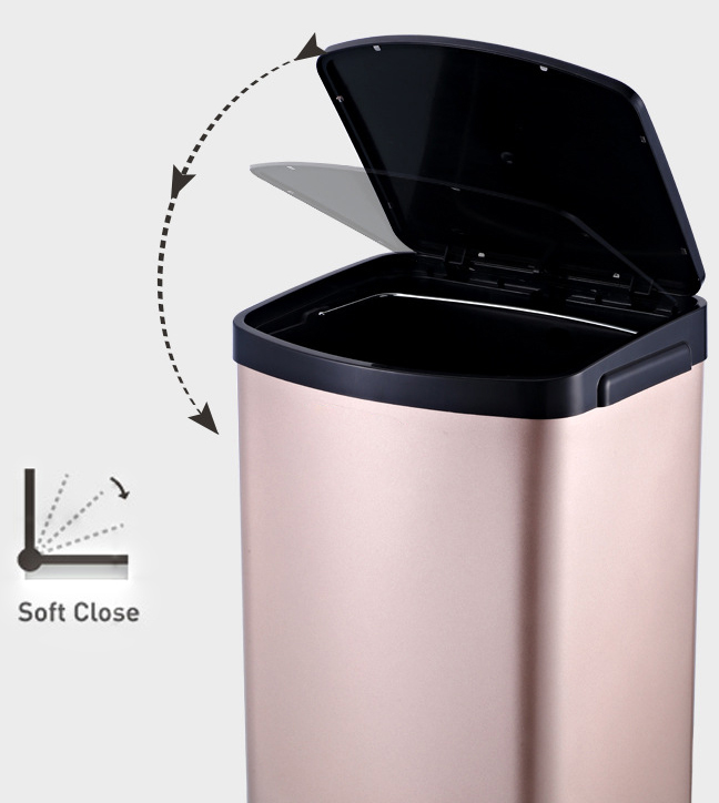 Satin Hydraulic Buffer Square Pedal Trash Can (KL-012)