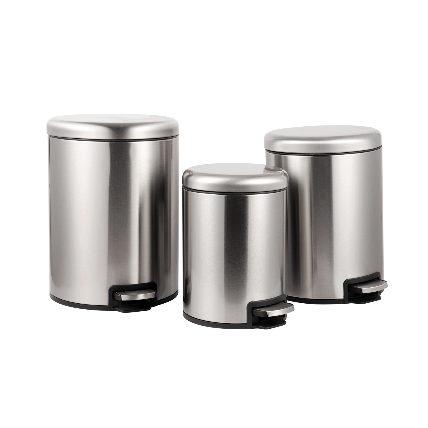 Stainless steel Circle Foot pedal trash can with soft close for Hotel