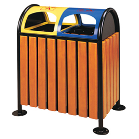 Outdoor waste can with plastic wood for supermarket HW-46
