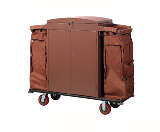 Multi-Function Three Layers Ironwood Hotel Guest Room Cleaning Linen Trolley / Laundry Trolley (FW-128B)