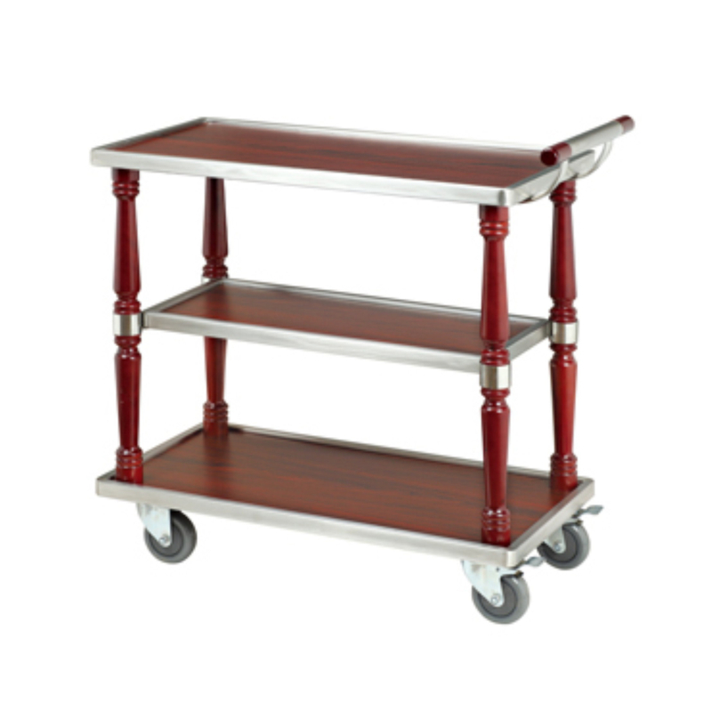 Three Layers Stainless Steel Liquor Trolley Wine Cart with Wooden FW-112