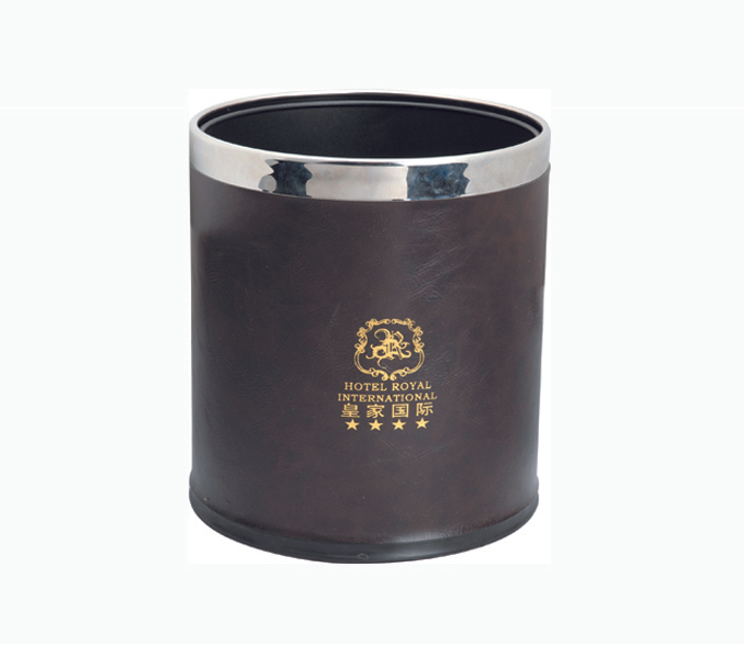 Guest Room Leather Dustbin, Hotel Supplier (KW-101A)