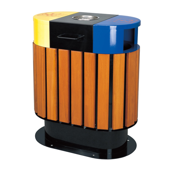 Outdoor waste can with plastic wood for park HW-08