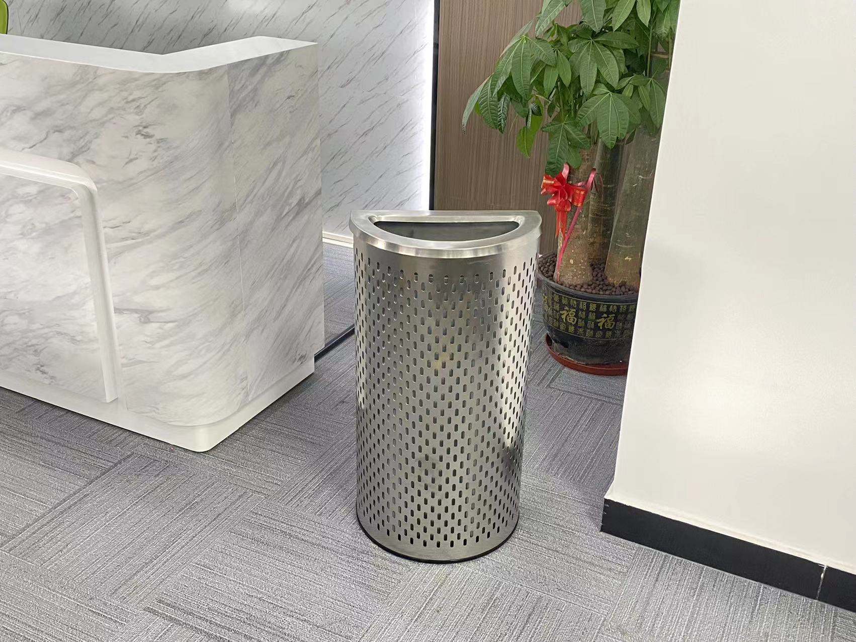 Half Circle Stainlss Steel Trash bin for office building (YH-515)