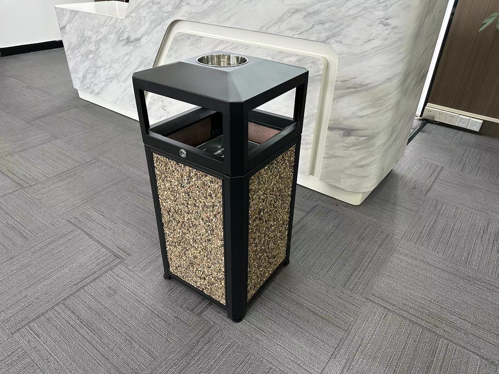 Eco-Friendly Stone Body Trash can with Large Capacity HW-548