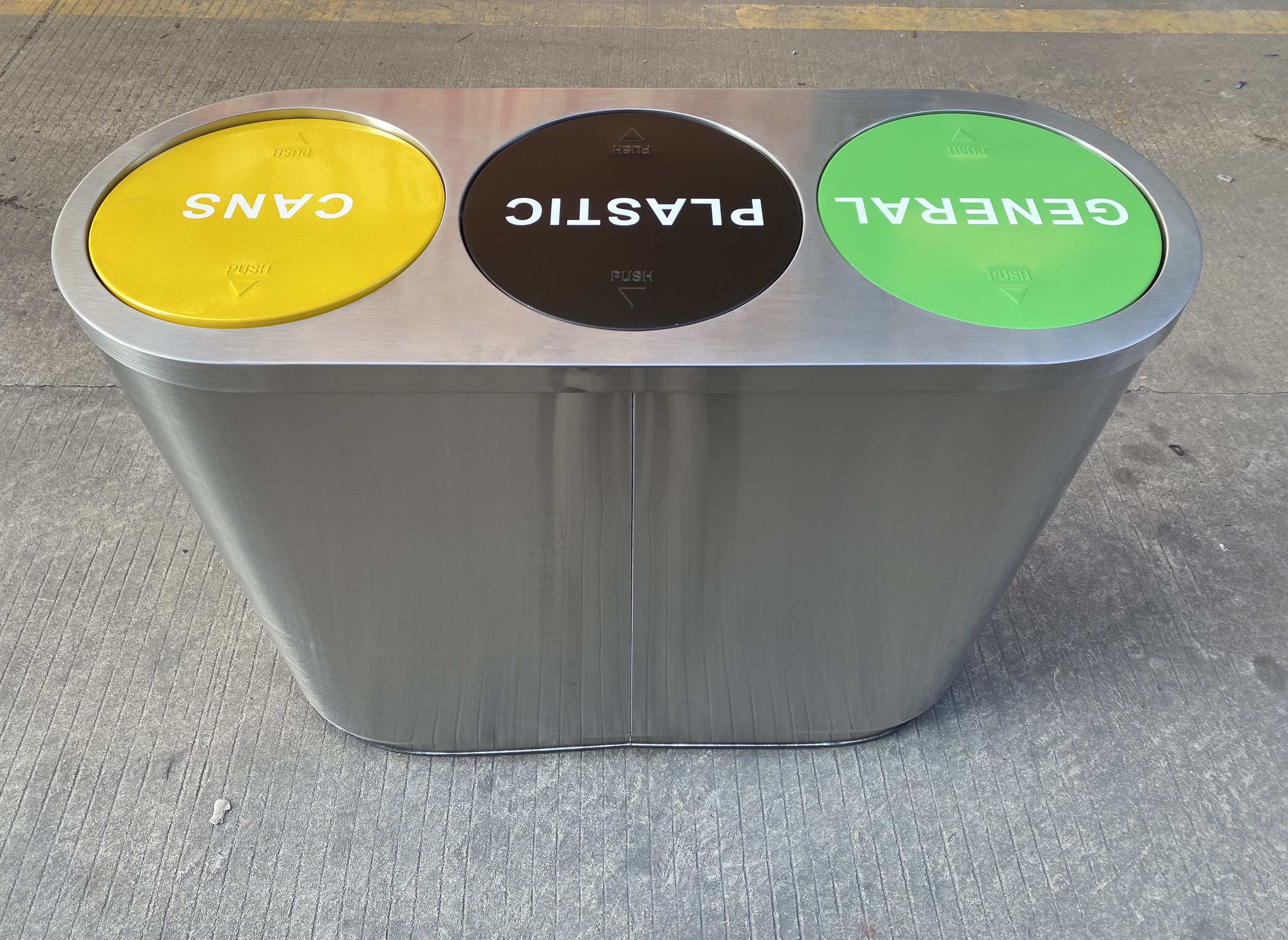 three-way classification waste can with stainless steel HW-168