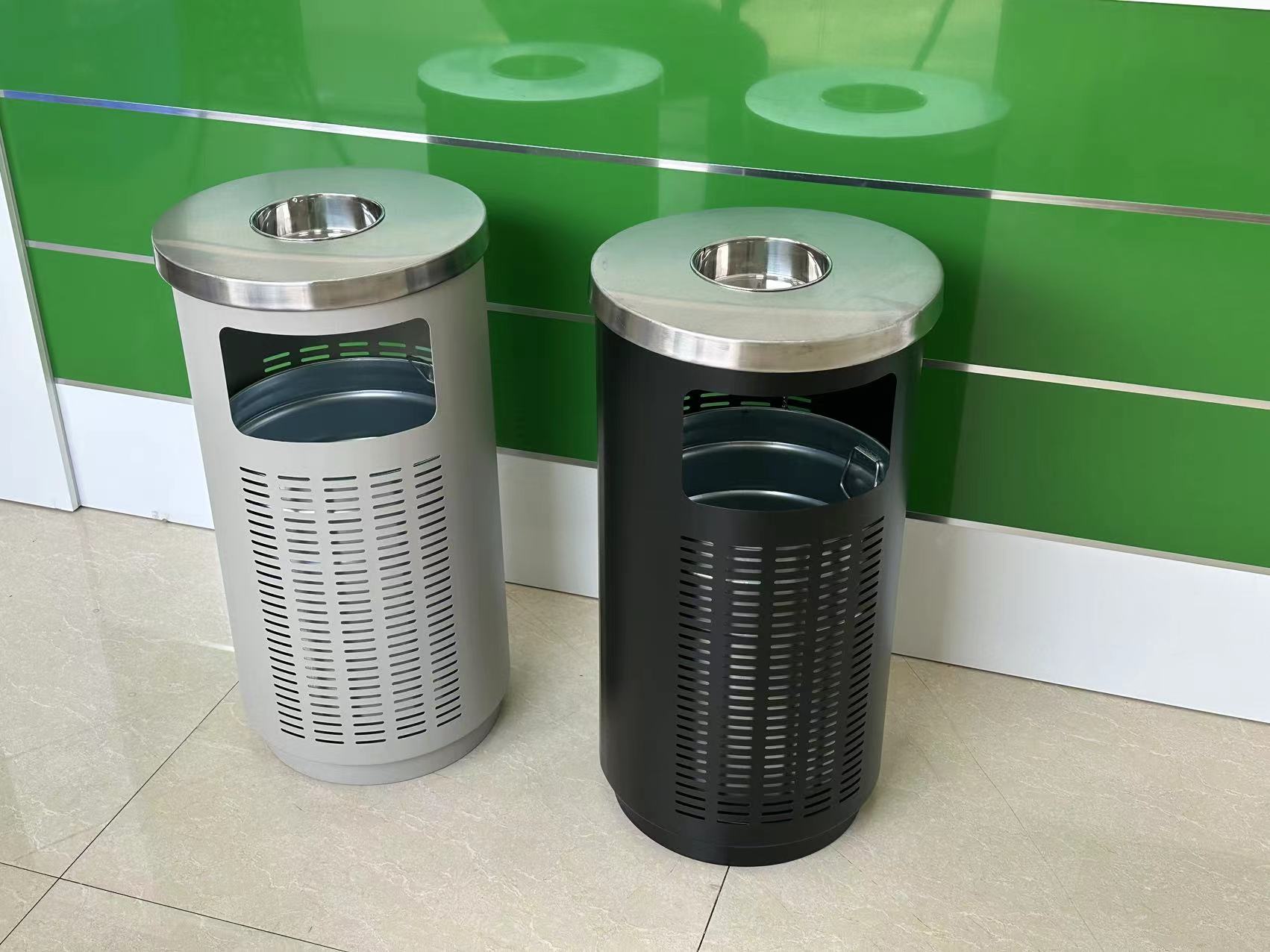 Roundness Waste Bin with Ashtray for Outdoor HW-74