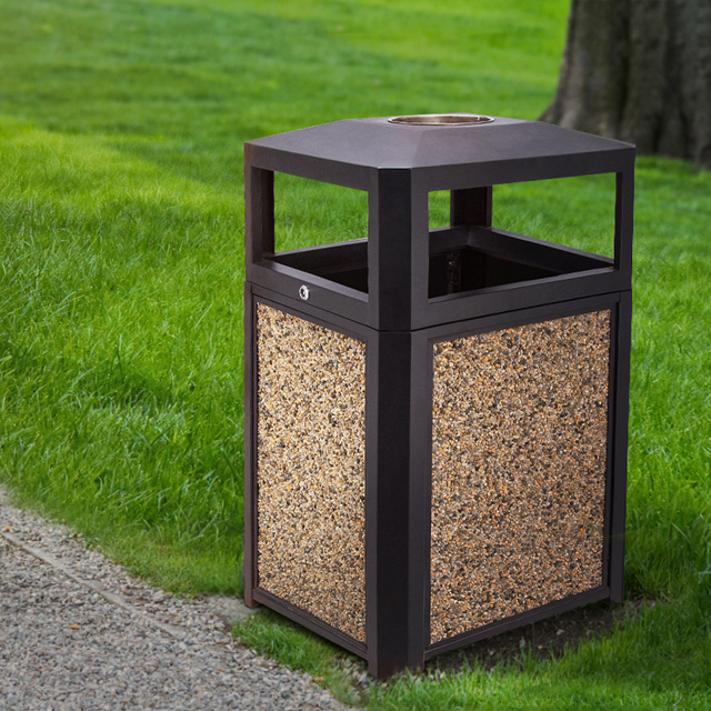 Eco-Friendly Stone Body Trash can with Large Capacity HW-548