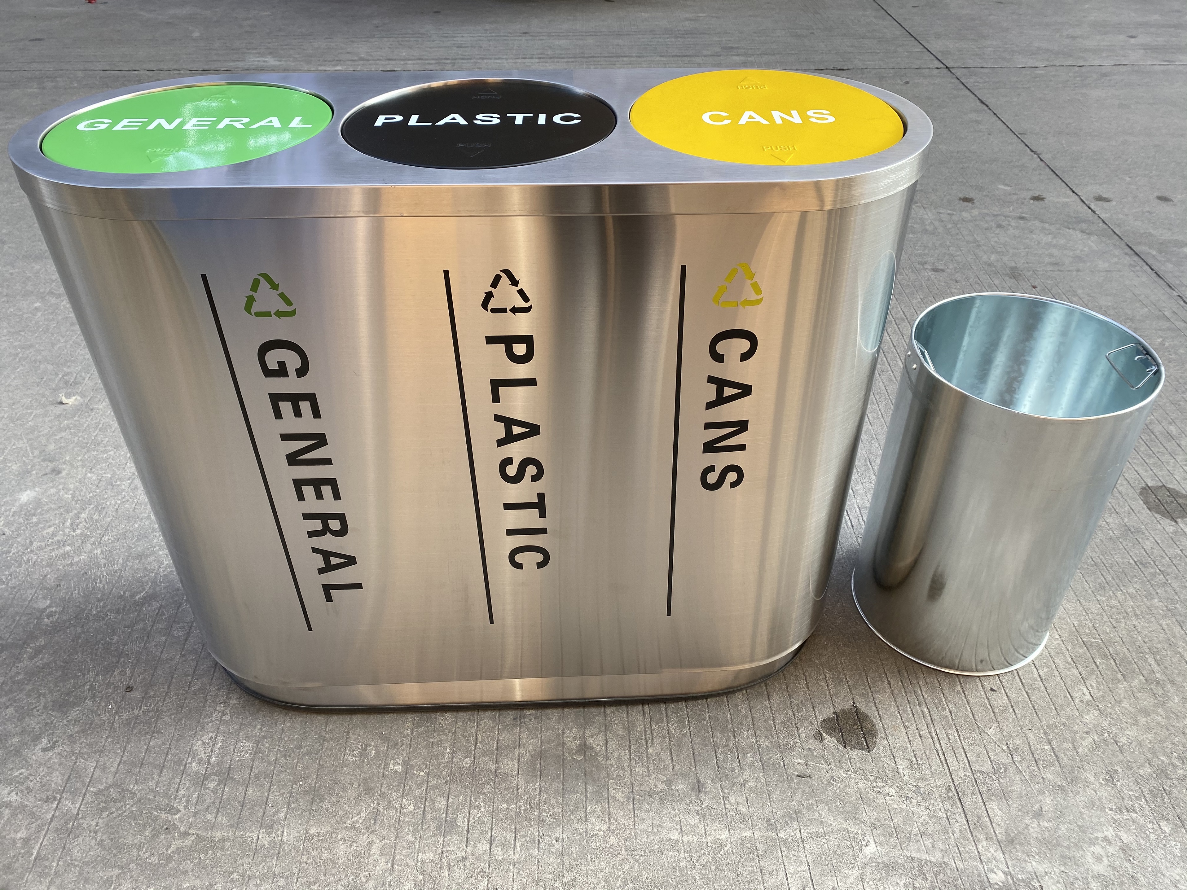 Fire-proof Stainless Steel Three-way Classification Waste Can HW-168