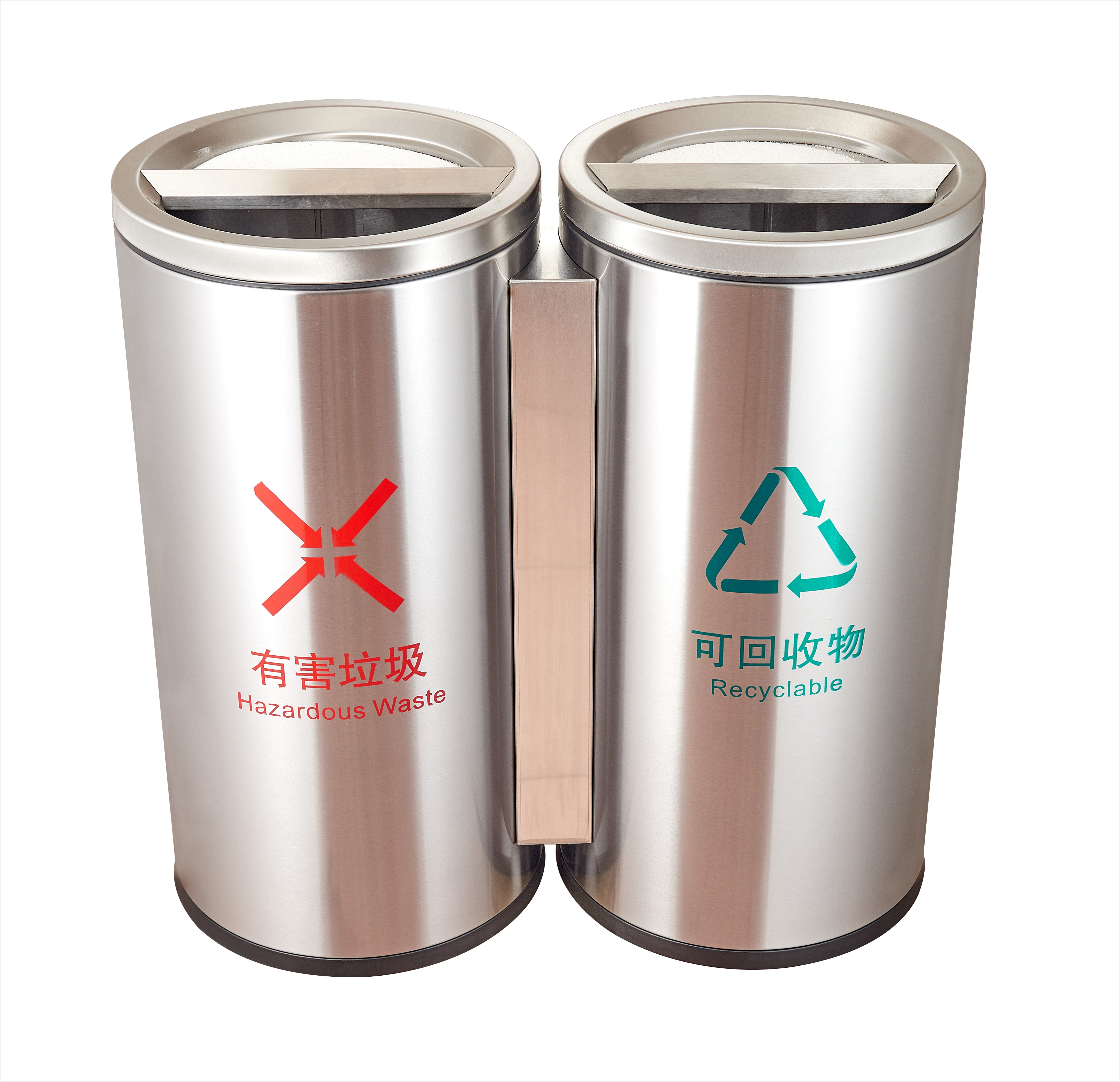 2in1 Rounded Stainless Steel Gabage bin with Half Opening 