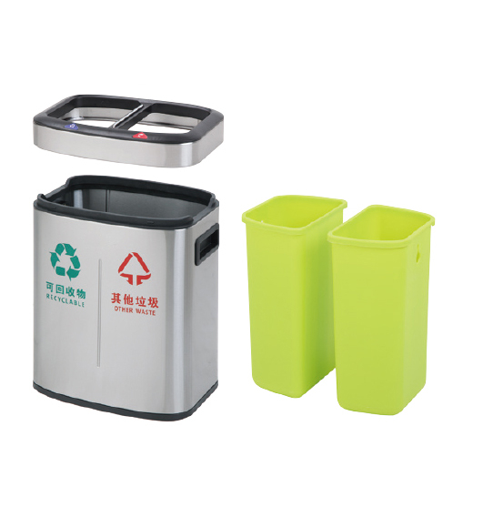 2in1 Rectangle dustbin with 12Liter with open top (KL-8312)