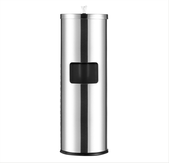 Rounded Stainless Steel Floor Standing Gym Wipes Dispenser